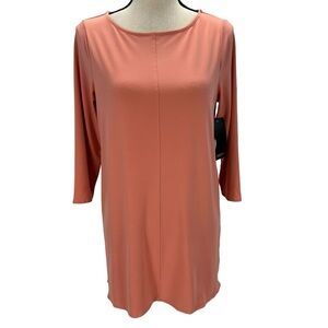 Alfani 3/4 Sleeve Crew Neck Tunic Blouse - Sunrise Coral Pink - size Small